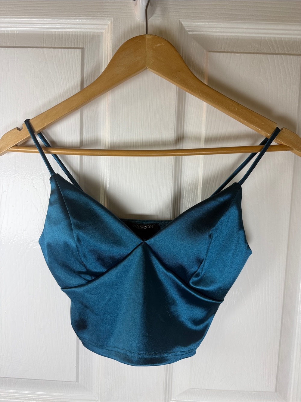 Papermoon Teal Satin Cami Crop Top